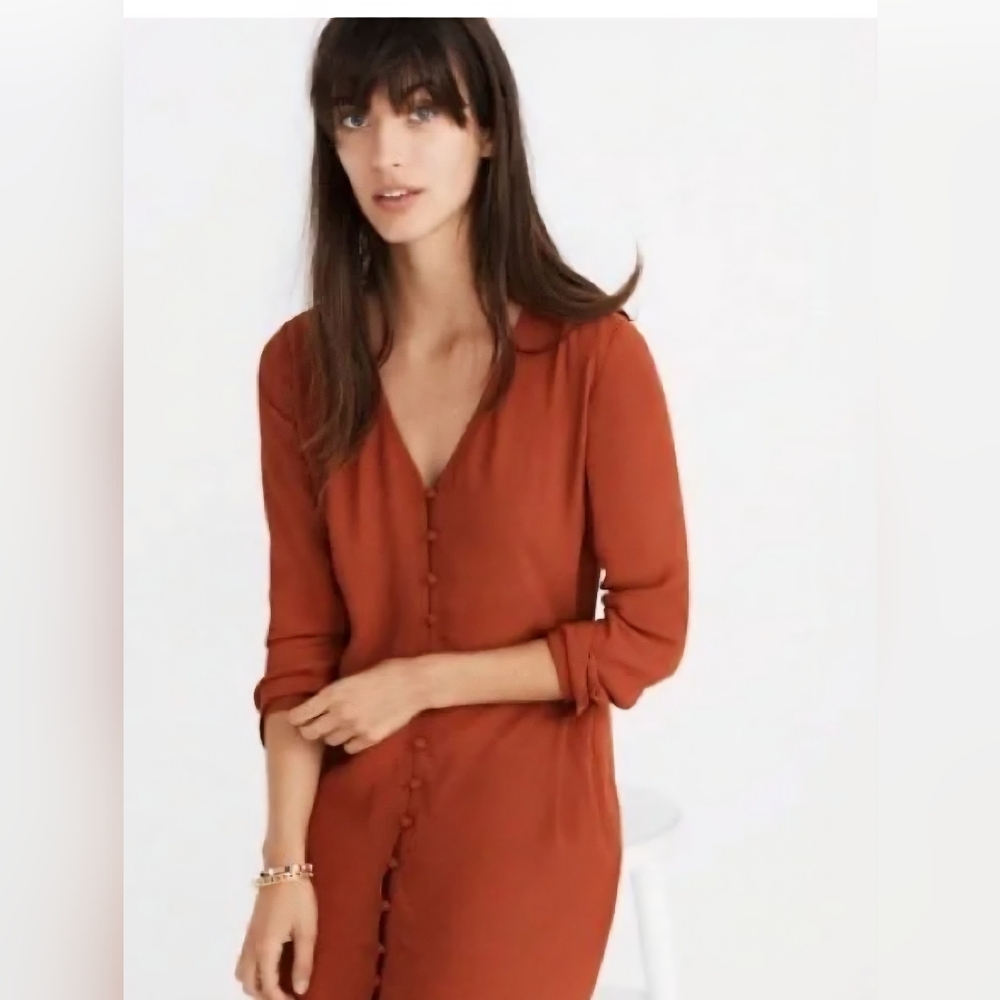 Madewell Rust Button-Front Dress
